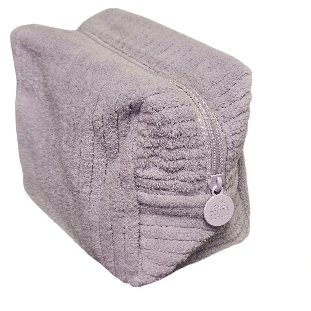 Cult Beauty Lilac Towelling Bag Fuzzy Fluffy Makeup Case Lavender Purple Case